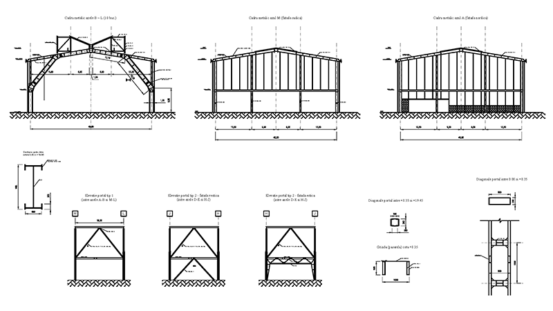 Planurile cu releveul structurii metalice a halei de producție